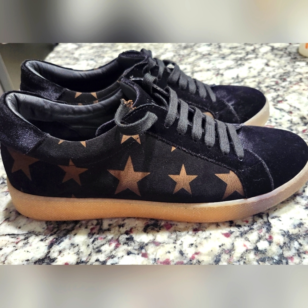 Jared Lang Black Sneakers with Tan Stars